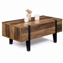 Table basse plateau relevable bois foncé pied épingle*IDMarket New