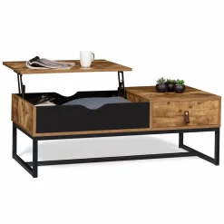 Table basse plateau relevable style industriel 1 tiroir*IDMarket New