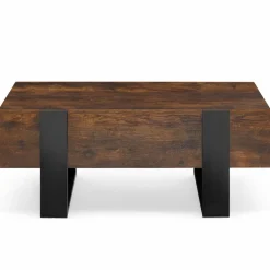 Table basse rectangle avec tiroirs 100cm bois et noir*IDMarket