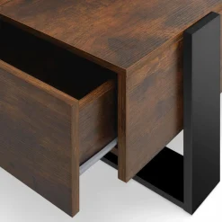 Table basse rectangle avec tiroirs 100cm bois et noir*IDMarket