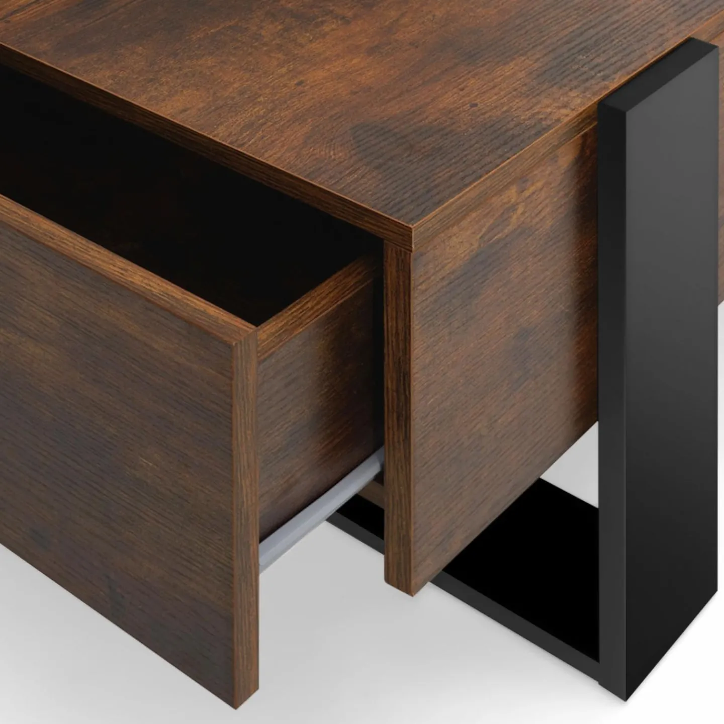 Table basse rectangle avec tiroirs 100cm bois et noir*IDMarket