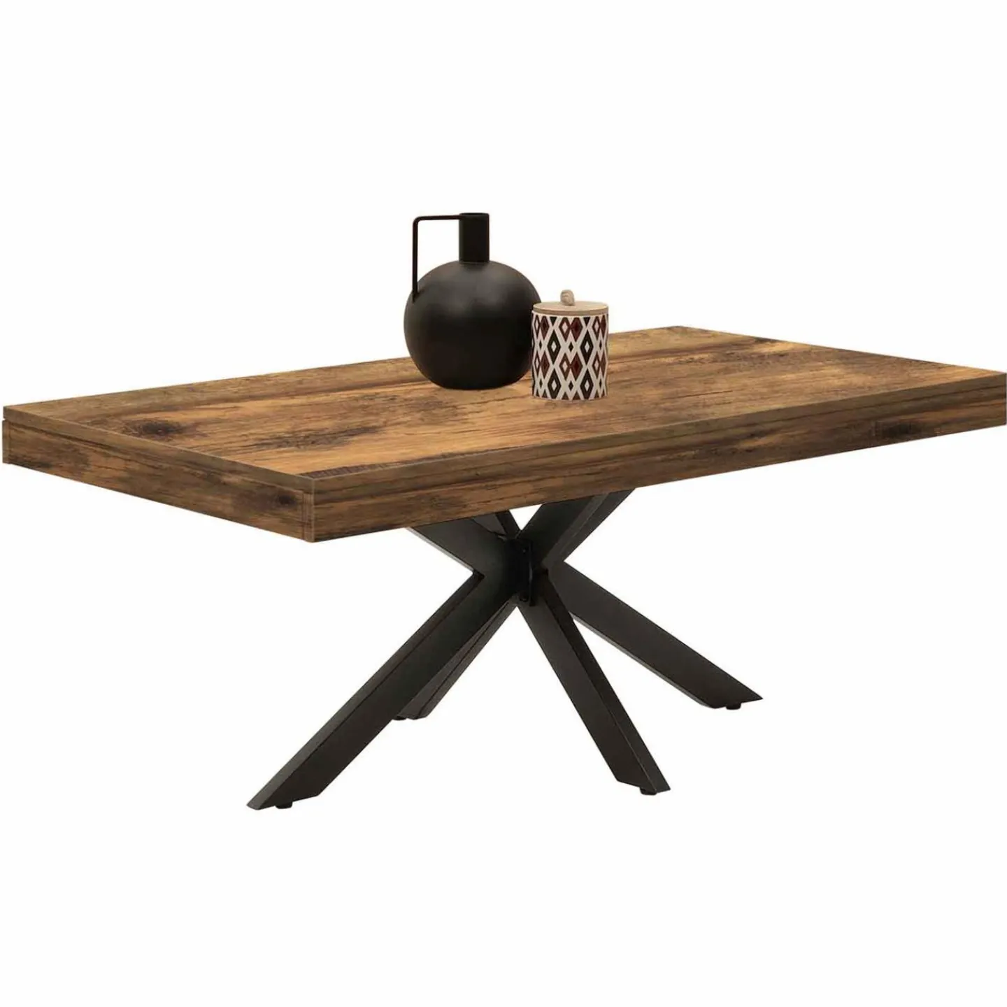 Table basse rectangle pied araignée bois foncé et noir*IDMarket Online