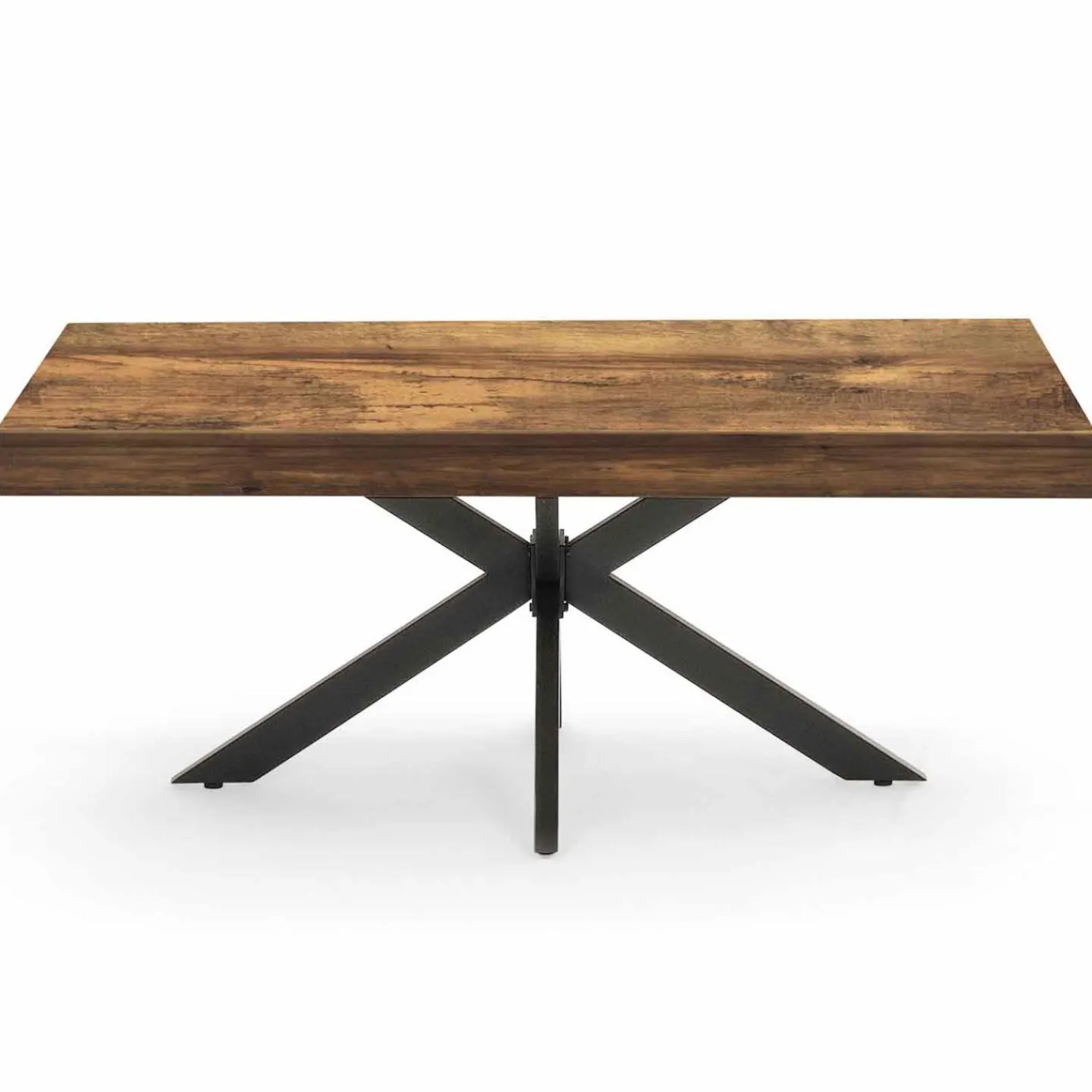 Table basse rectangle pied araignée bois foncé et noir*IDMarket Online