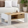 Table basse rectangulaire avec tiroir bois blanc et façon hêtre*IDMarket Hot