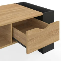 Table basse rectangulaire avec tiroir bois noir et façon hêtre*IDMarket Discount