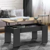 Table basse rectangulaire relevable bois noir et imitation hêtre*IDMarket Online