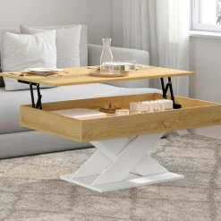 Table basse rectangulaire plateau relevable pied blanc*IDMarket Best