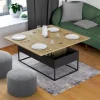 Table basse rectangulaire industrielle relevable et convertible pour manger*IDMarket Hot