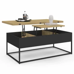 Table basse rectangulaire industrielle relevable et convertible pour manger*IDMarket Hot