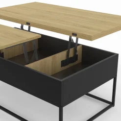 Table basse rectangulaire industrielle relevable et convertible pour manger*IDMarket Hot