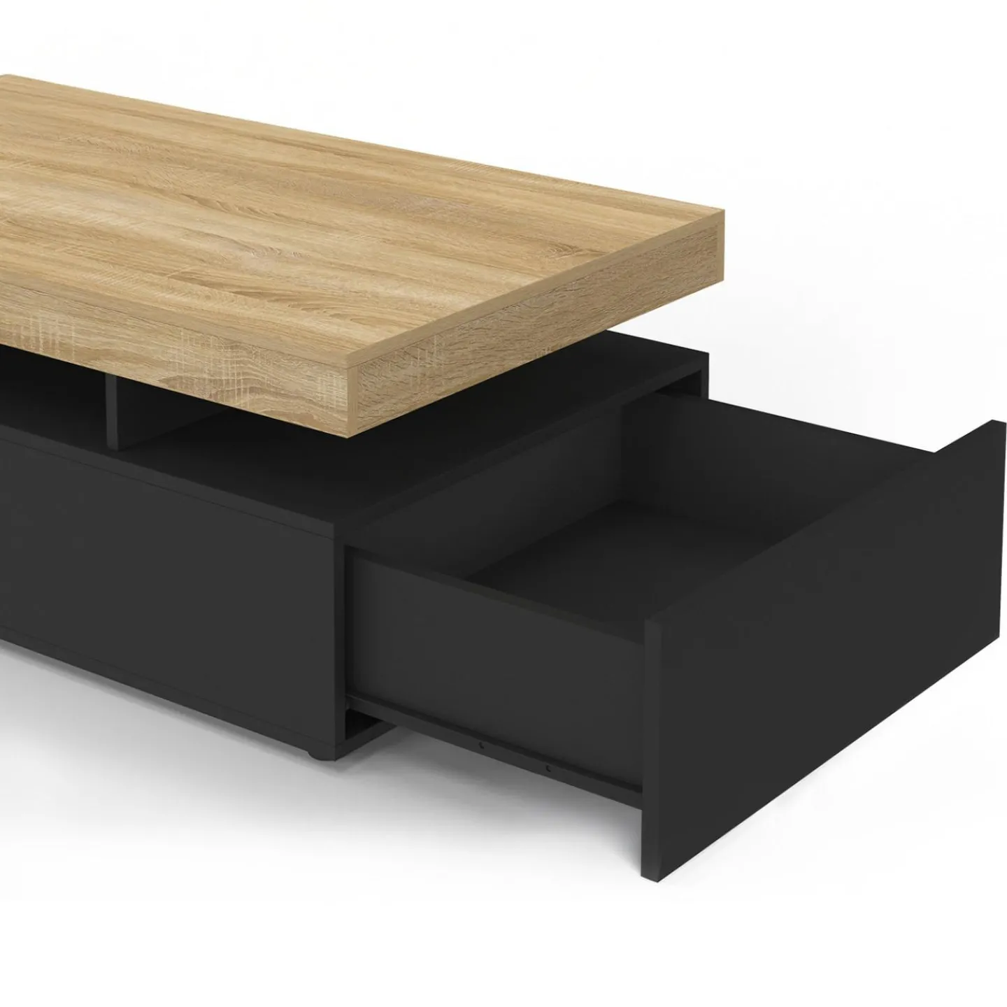 Table basse rectangulaire 2 tiroirs noir*IDMarket Discount