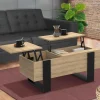 Table basse relevable 2 plateaux bois et noir*IDMarket Discount