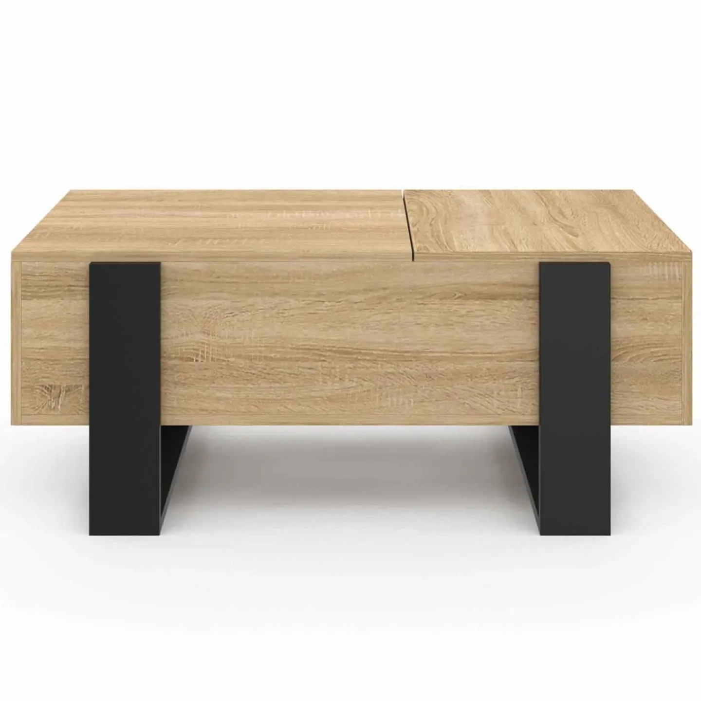 Table basse relevable 2 plateaux bois et noir*IDMarket Discount