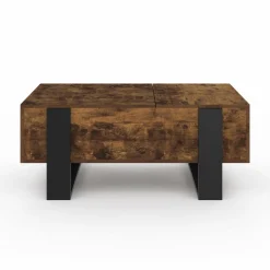 Table basse relevable 2 plateaux bois effet vieilli et noir*IDMarket Clearance