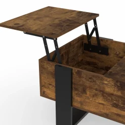 Table basse relevable 2 plateaux bois effet vieilli et noir*IDMarket Clearance