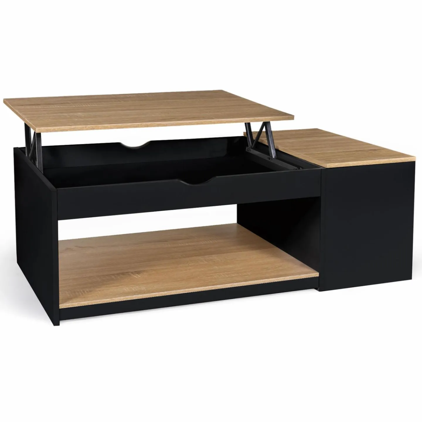 Table basse relevable bois noir et façon hêtre*IDMarket New