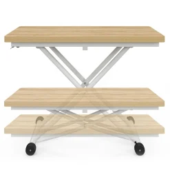 Table basse relevable en table à manger industrielle avec plateau façon hêtre*IDMarket Discount