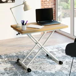 Table basse relevable en table à manger industrielle avec plateau façon hêtre*IDMarket Discount
