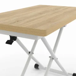 Table basse relevable en table à manger industrielle avec plateau façon hêtre*IDMarket Discount