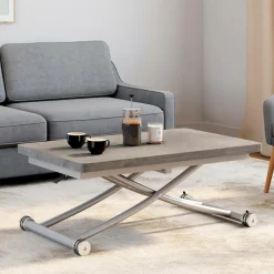 Table basse relevable en table à manger moderne avec plateau effet béton*IDMarket Hot