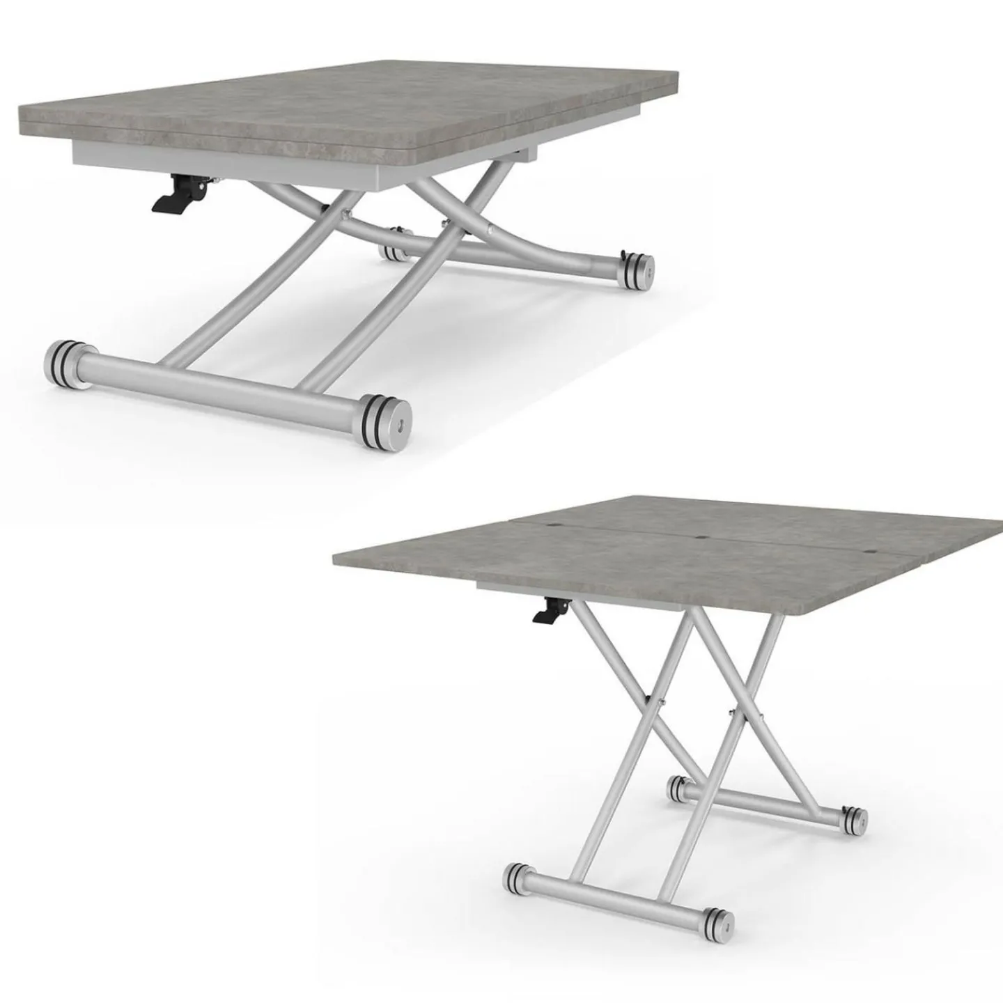 Table basse relevable en table à manger moderne avec plateau effet béton*IDMarket Hot