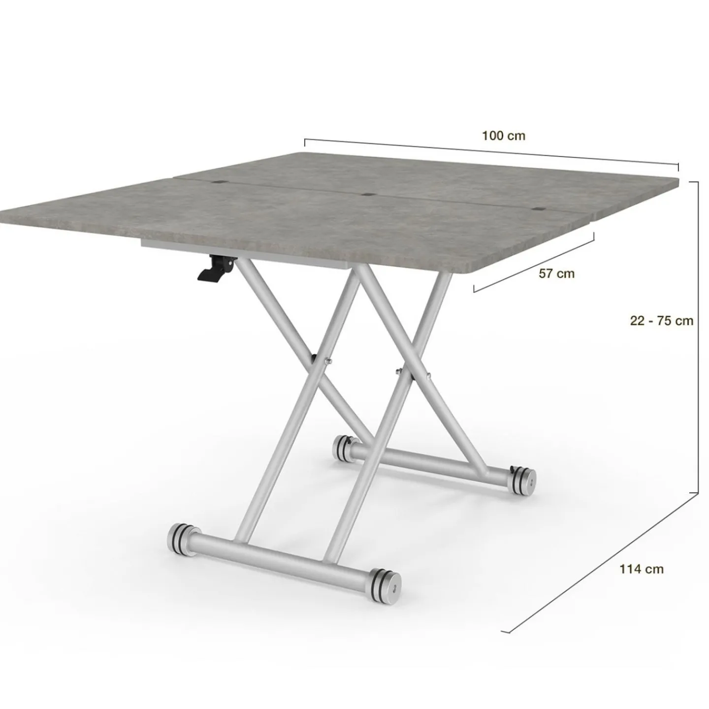 Table basse relevable en table à manger moderne avec plateau effet béton*IDMarket Hot
