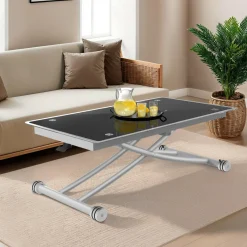 Table basse relevable en table à manger verre trempé*IDMarket Sale