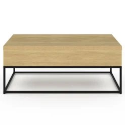 Table basse relevable industrielle rectangulaire convertible en table à manger*IDMarket Discount