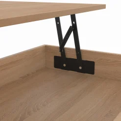 Table basse relevable industrielle rectangulaire bois et noir 100 cm pied araignée*IDMarket Best