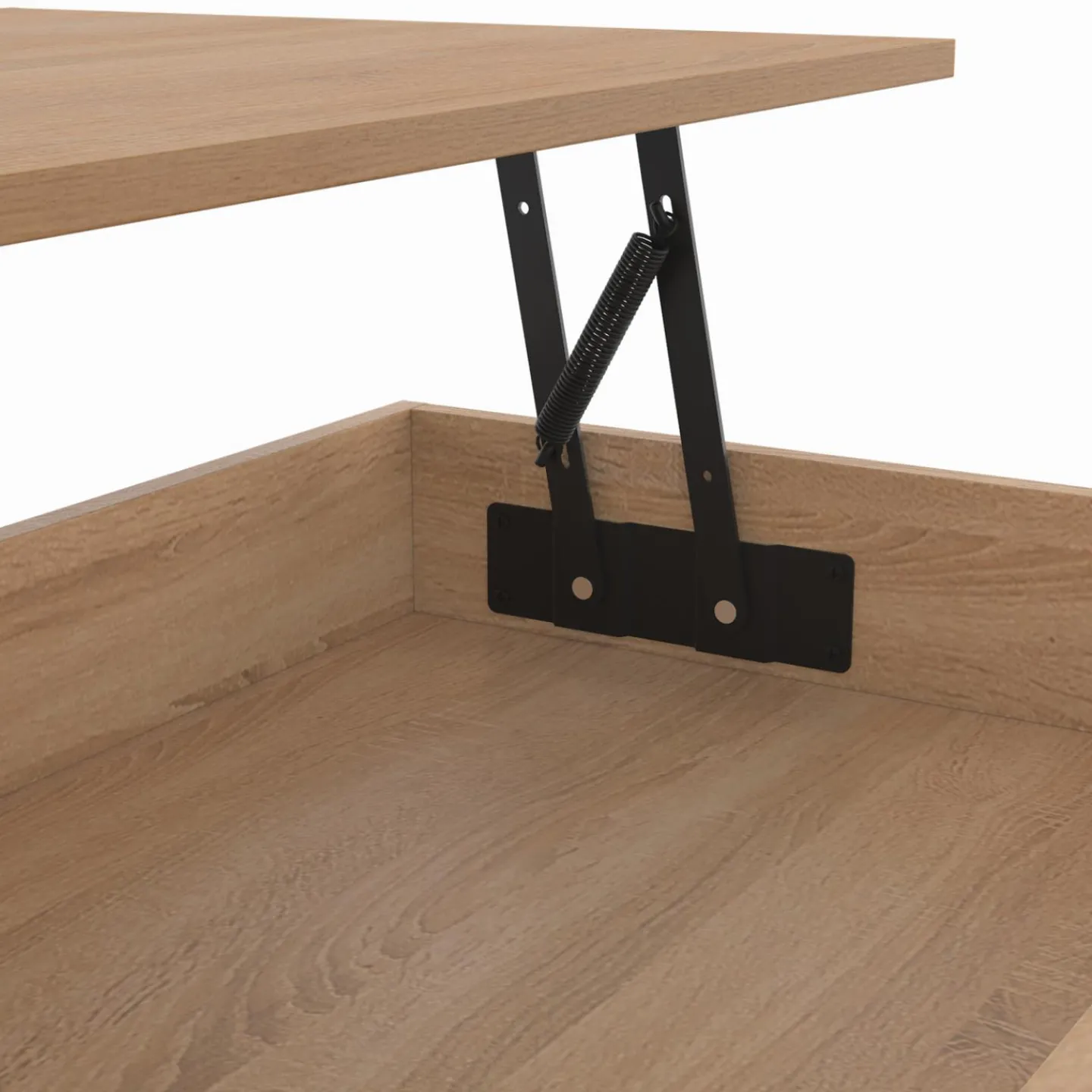 Table basse relevable industrielle rectangulaire bois et noir 100 cm pied araignée*IDMarket Best