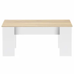 Table basse relevable rectangulaire bois blanc et imitation hêtre*IDMarket Outlet