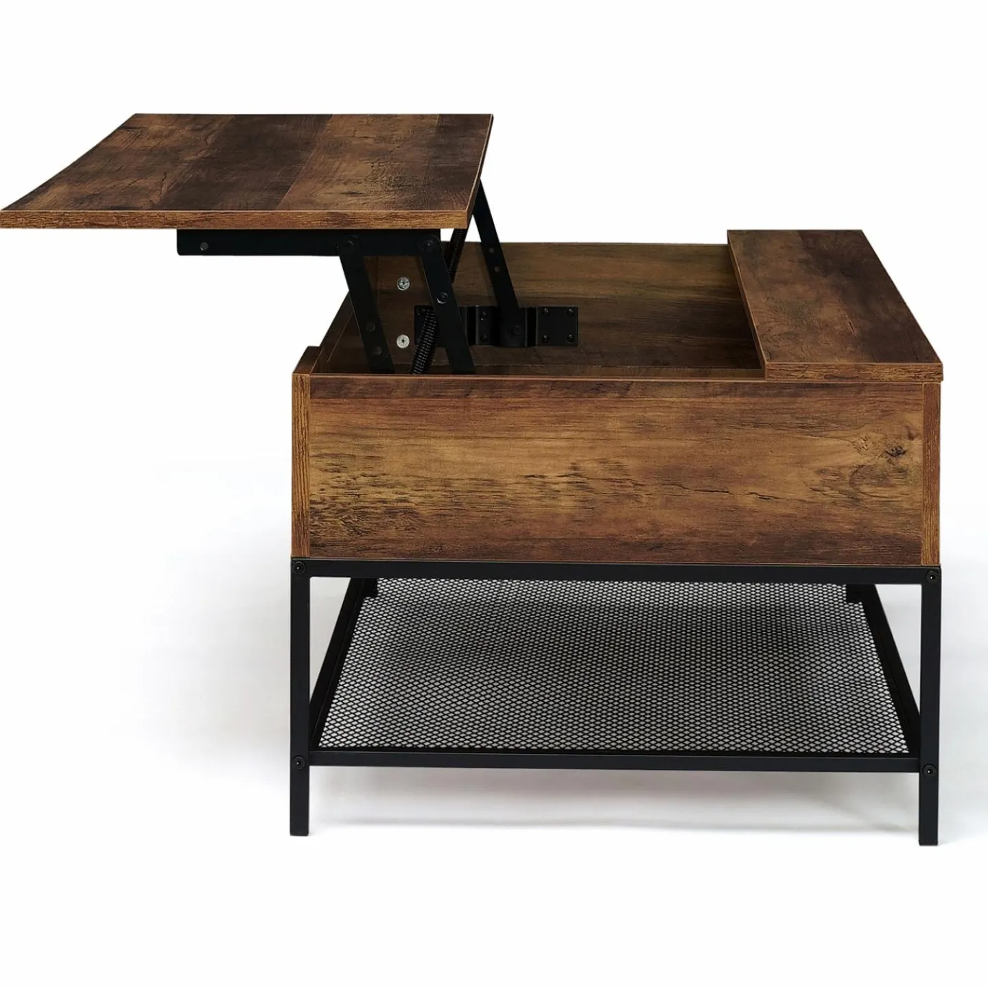 Table basse relevable style industriel effet bois vieilli*IDMarket Discount