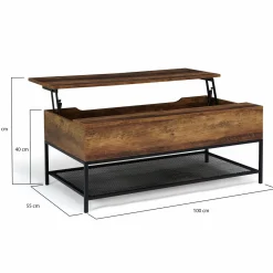 Table basse relevable style industriel effet bois vieilli*IDMarket Discount