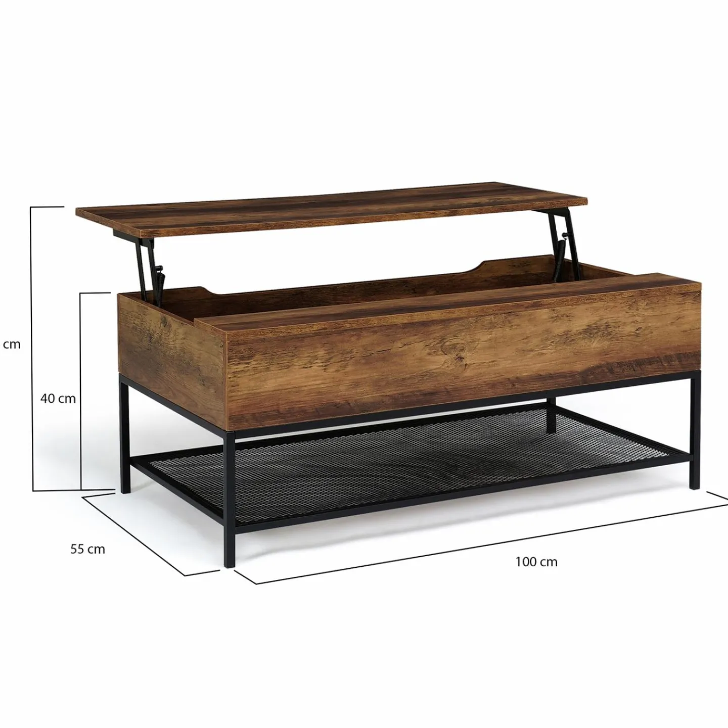 Table basse relevable style industriel effet bois vieilli*IDMarket Discount