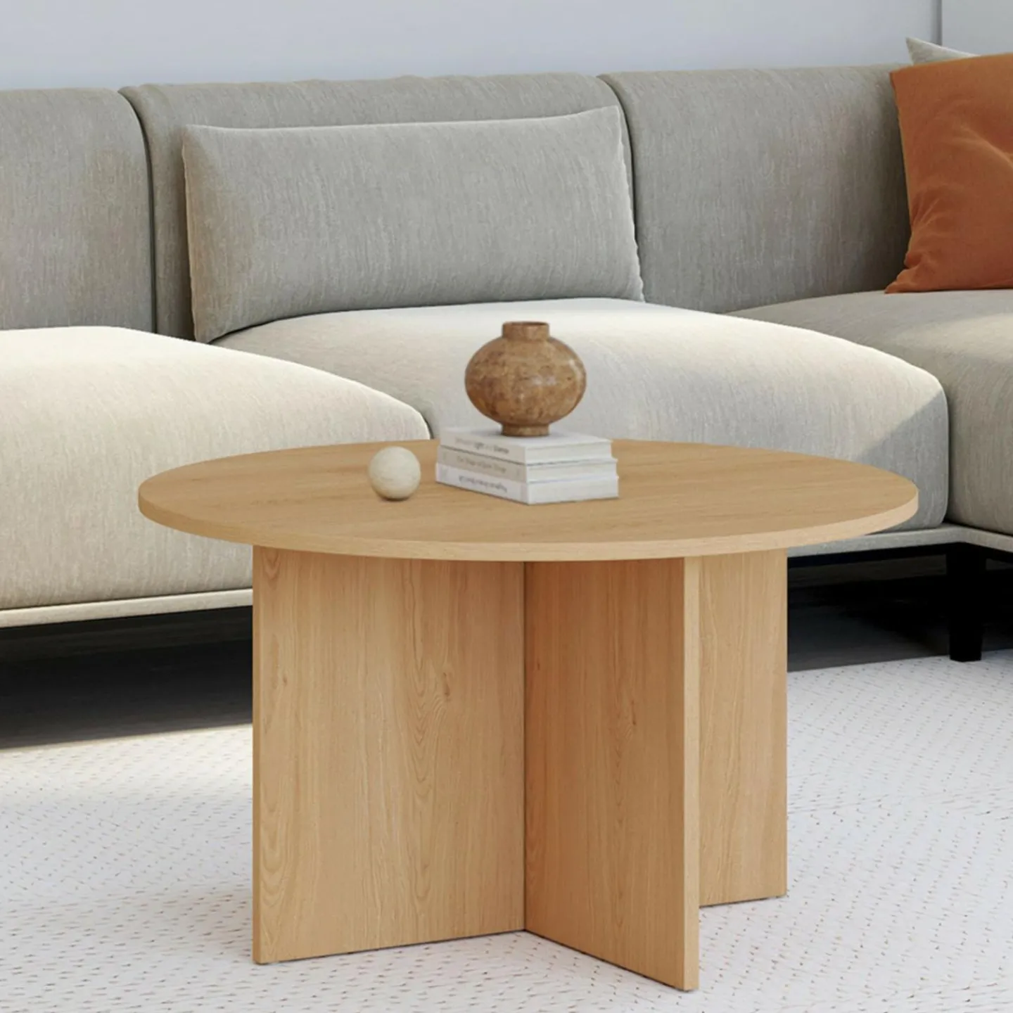 Table basse ronde 70 cm bois façon hêtre*IDMarket Hot