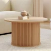 Table basse ronde 70 cm lattes coloris chêne*IDMarket Hot