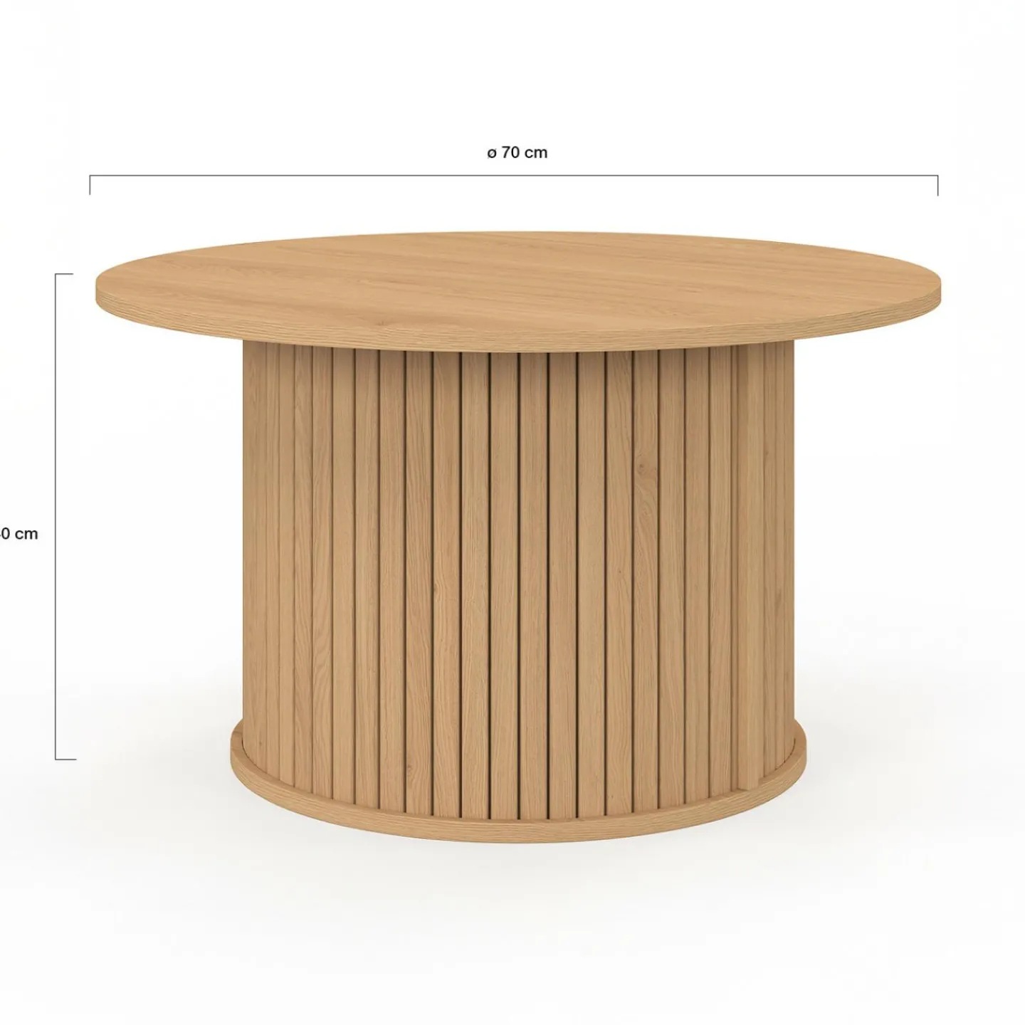 Table basse ronde 70 cm lattes coloris chêne*IDMarket Hot