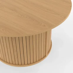 Table basse ronde 70 cm lattes coloris chêne*IDMarket Hot