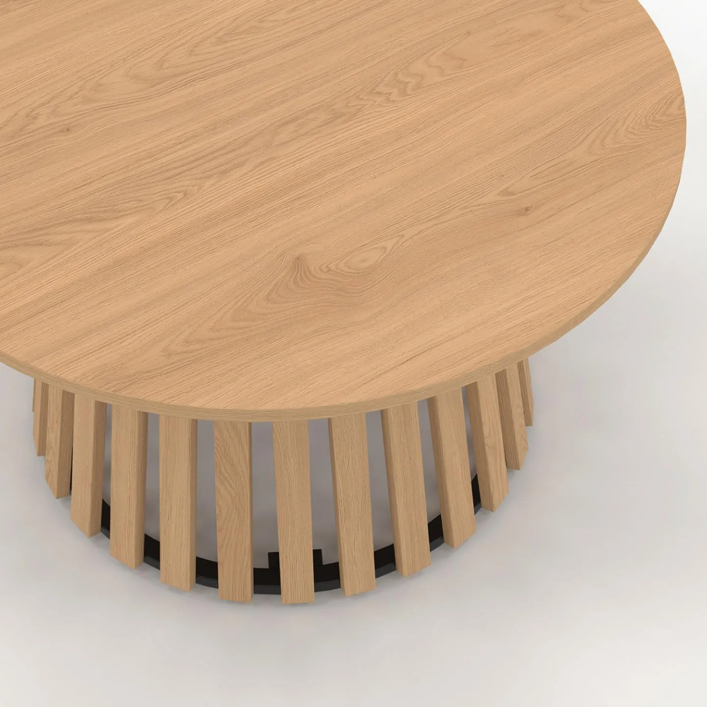 Table basse ronde 70 cm pied bois en lattes et plateau bois*IDMarket Online