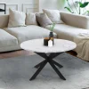 Table basse ronde avec plateau effet marbre blanc 70 cm*IDMarket Clearance