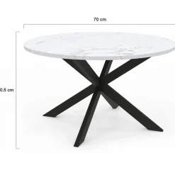 Table basse ronde avec plateau effet marbre blanc 70 cm*IDMarket Clearance