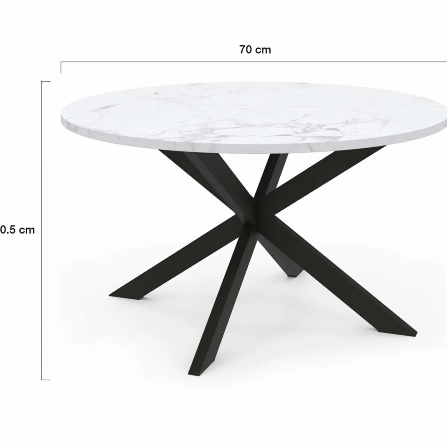Table basse ronde avec plateau effet marbre blanc 70 cm*IDMarket Clearance