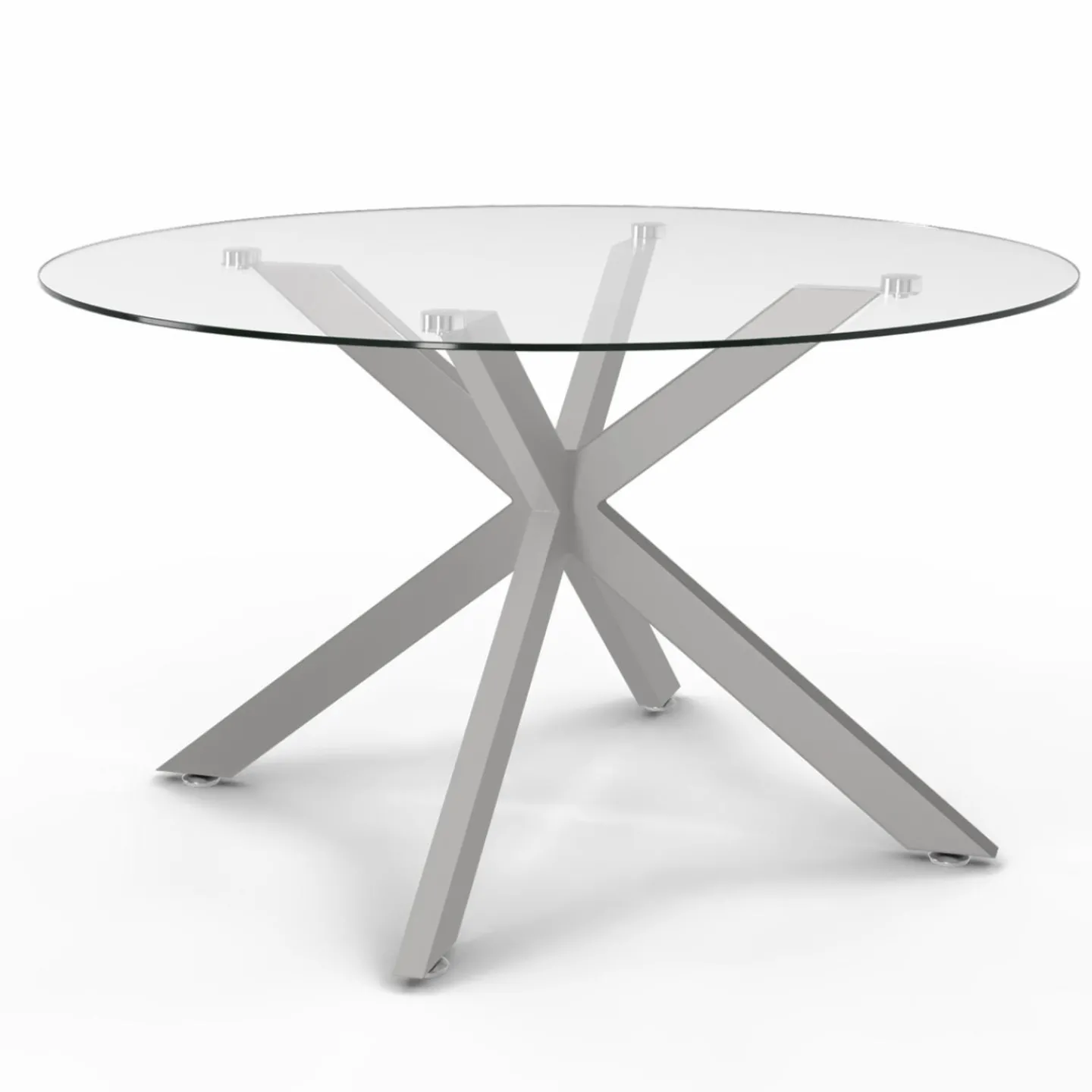 Table basse ronde avec plateau verre et pied acier effet chromé*IDMarket Online
