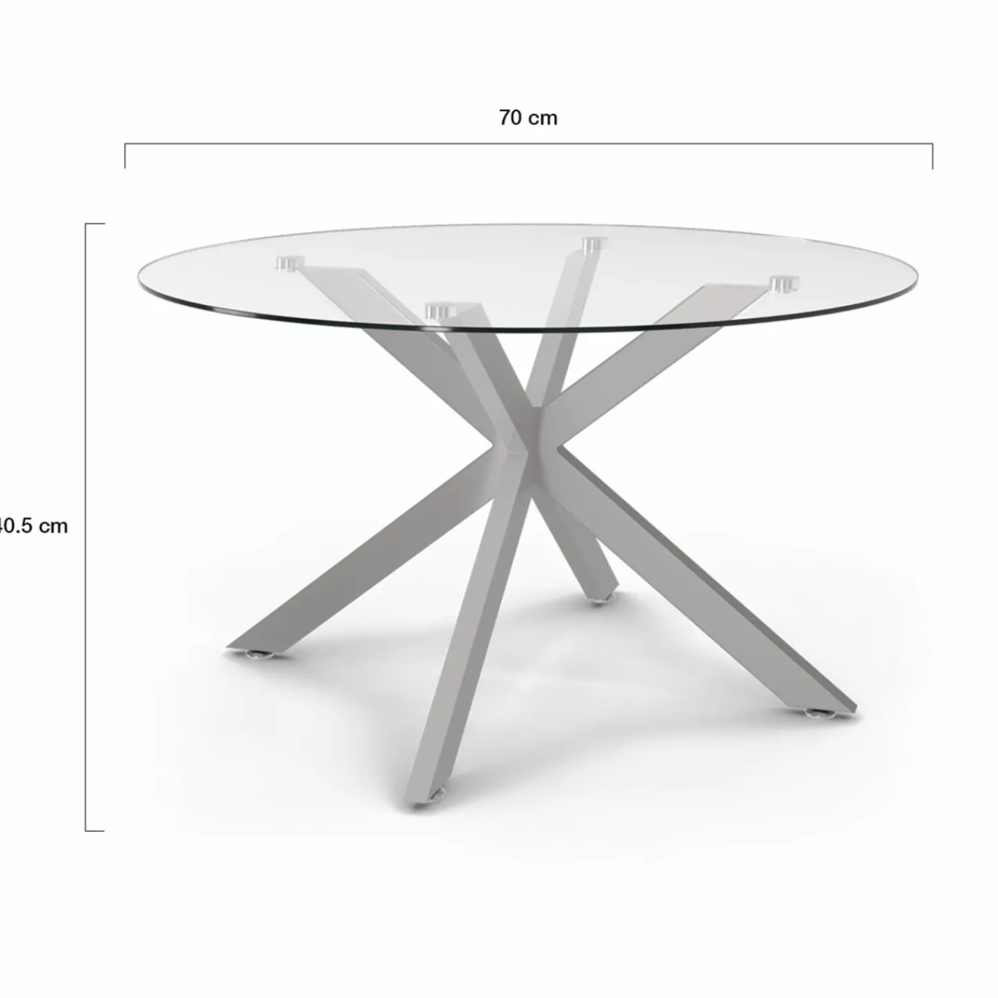 Table basse ronde avec plateau verre et pied acier effet chromé*IDMarket Online
