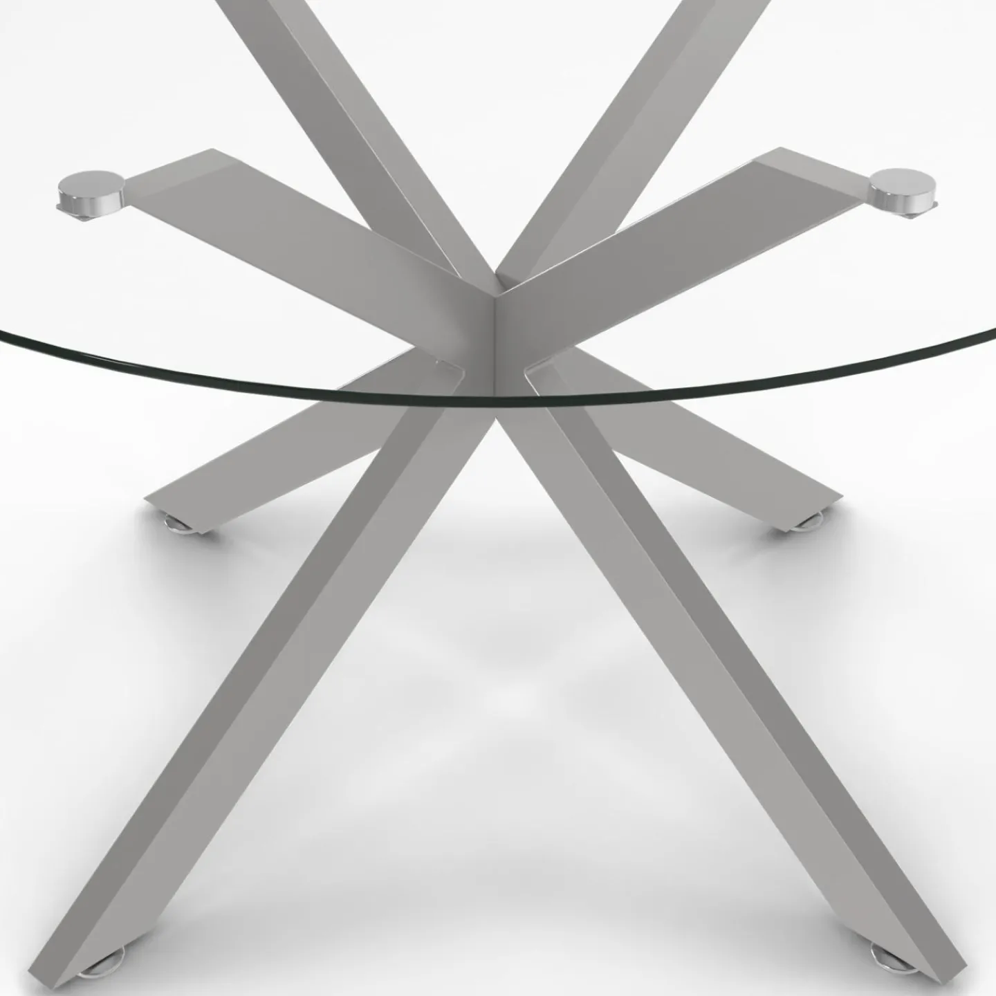 Table basse ronde avec plateau verre et pied acier effet chromé*IDMarket Online