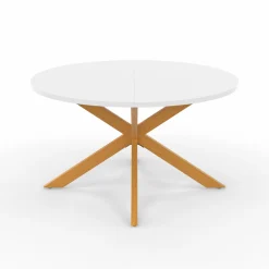 Table basse ronde blanche et bois 70 cm pied araignée*IDMarket Online