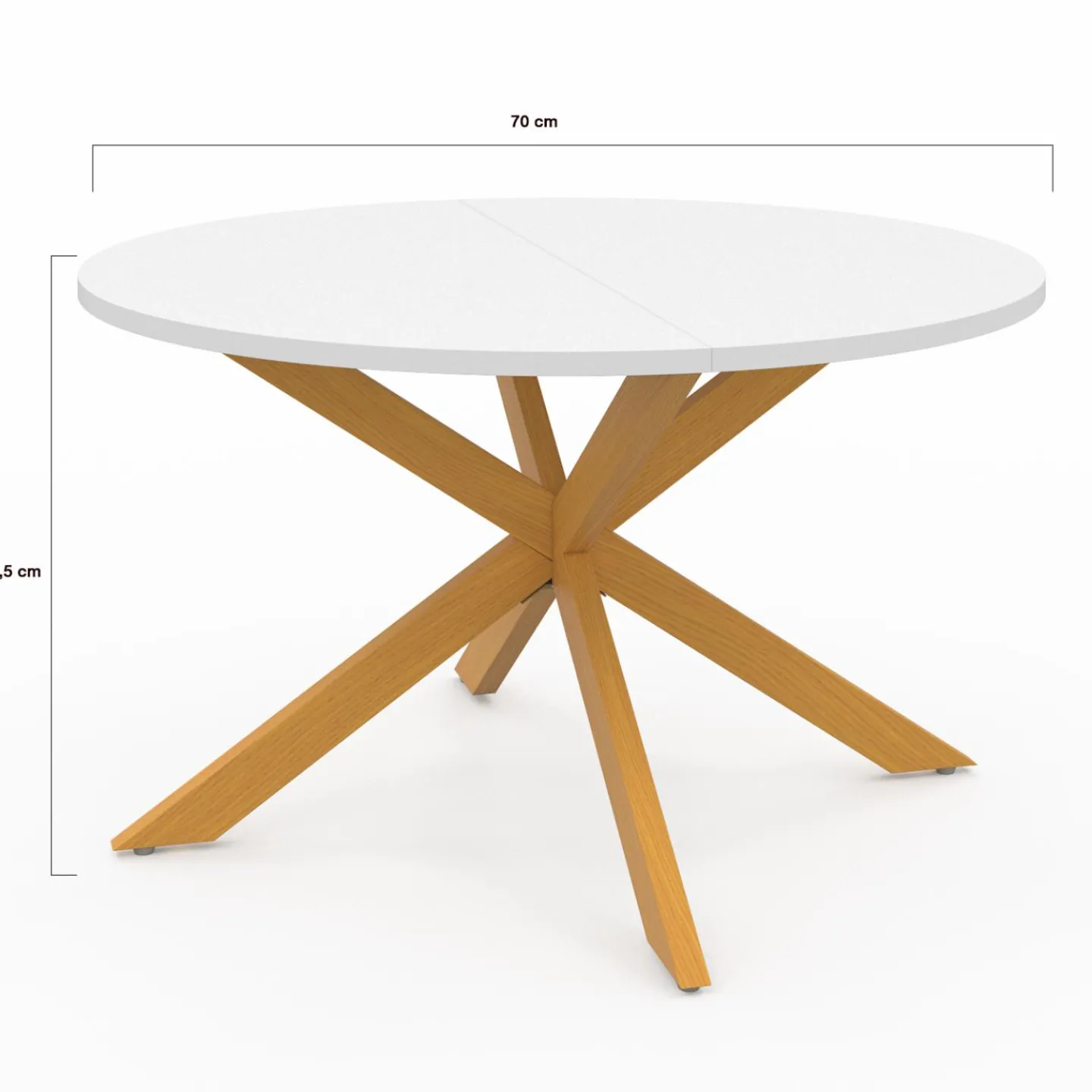 Table basse ronde blanche et bois 70 cm pied araignée*IDMarket Online