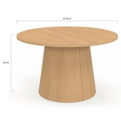 Table basse ronde bois effet hêtre 70 cm pied central*IDMarket Hot