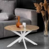 Table basse ronde bois et blanche industrielle*IDMarket Best