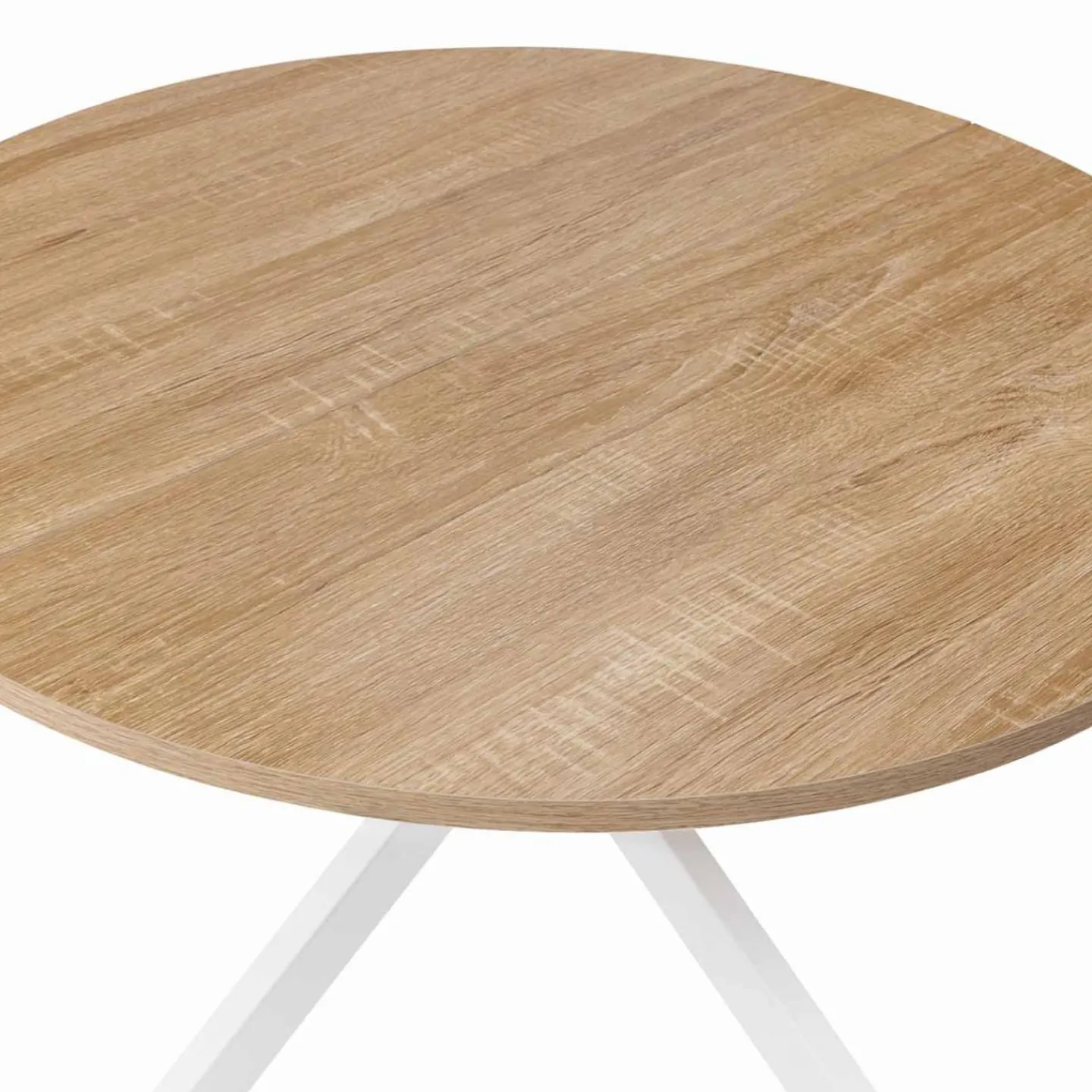 Table basse ronde bois et blanche industrielle*IDMarket Best